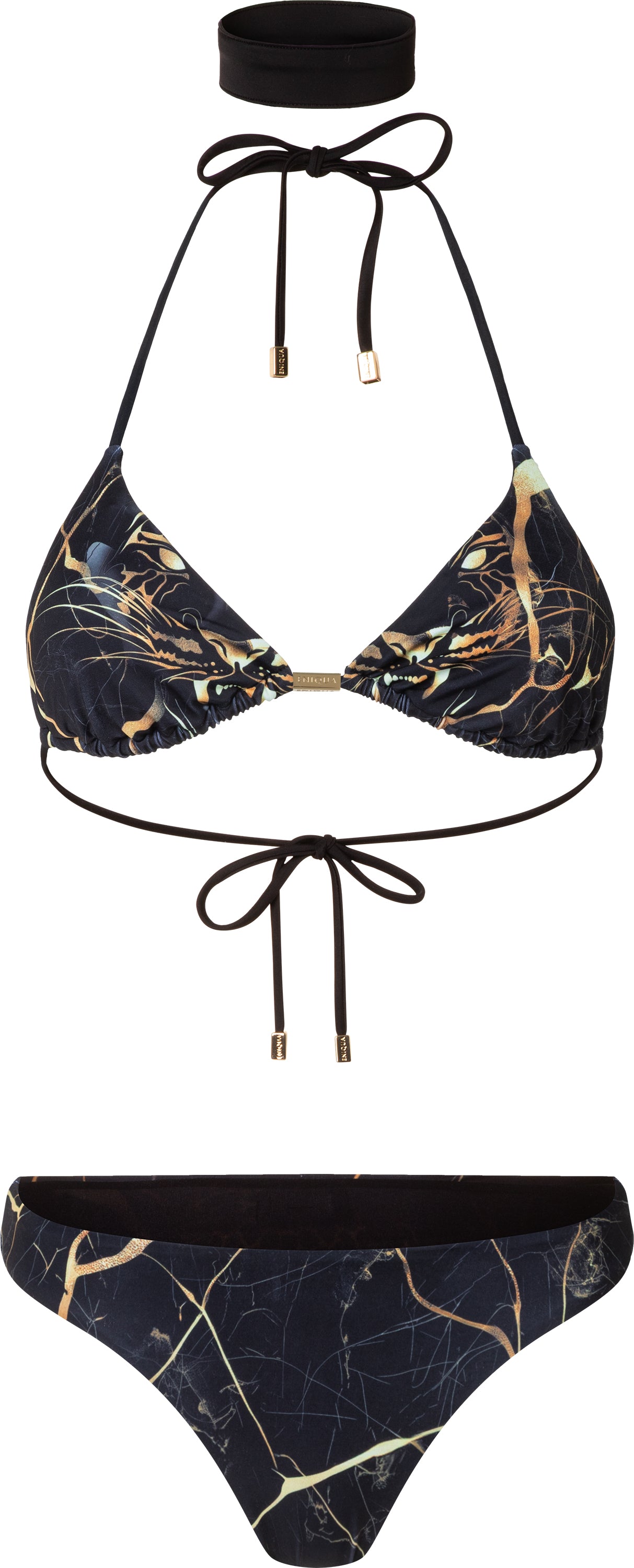 Leo Print Black Golden Marble Triangle
